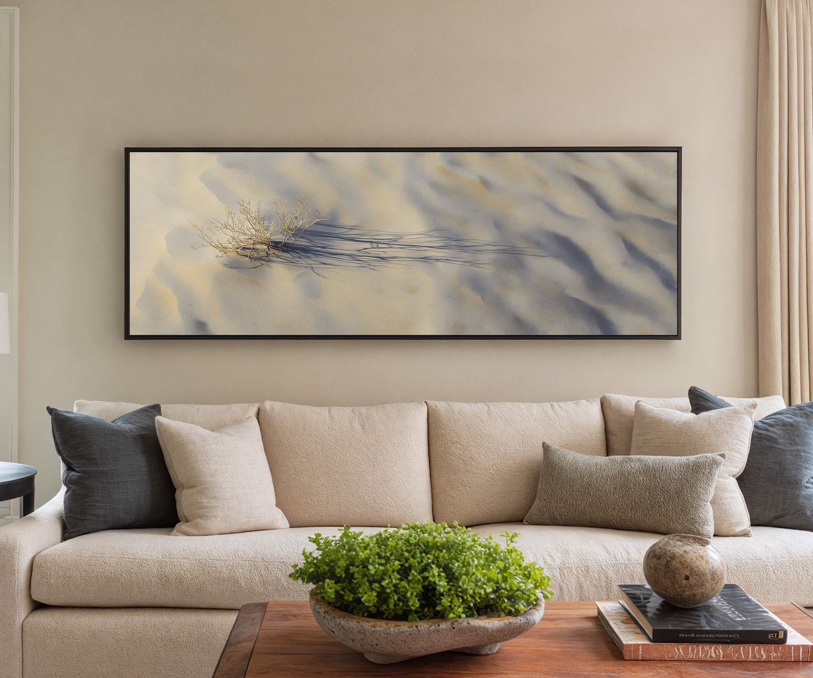 Canvas wall art in interior setting.