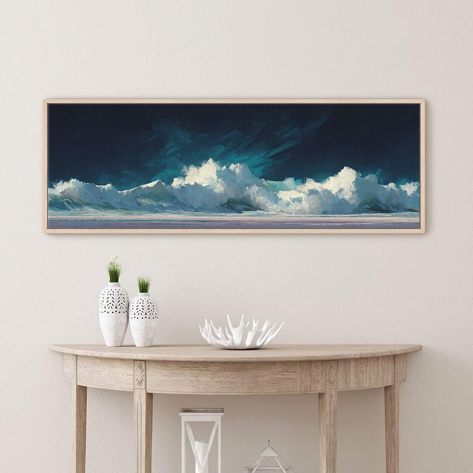 Canvas wall art in interior setting.