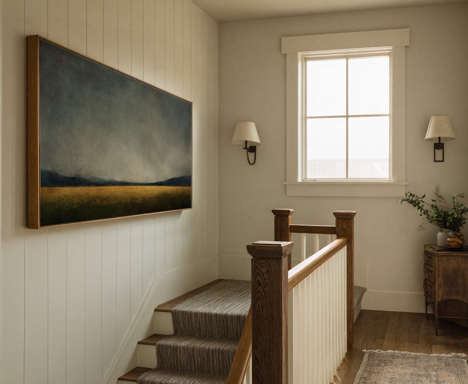 Canvas wall art in interior setting.