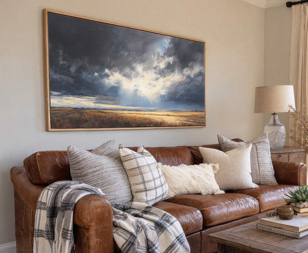 Canvas wall art in interior setting.