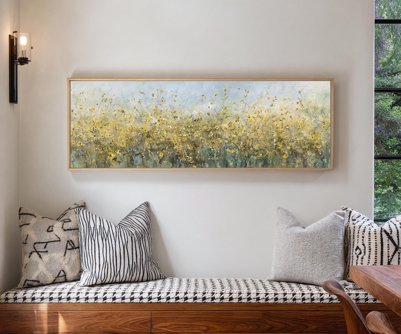 Canvas wall art in interior setting.