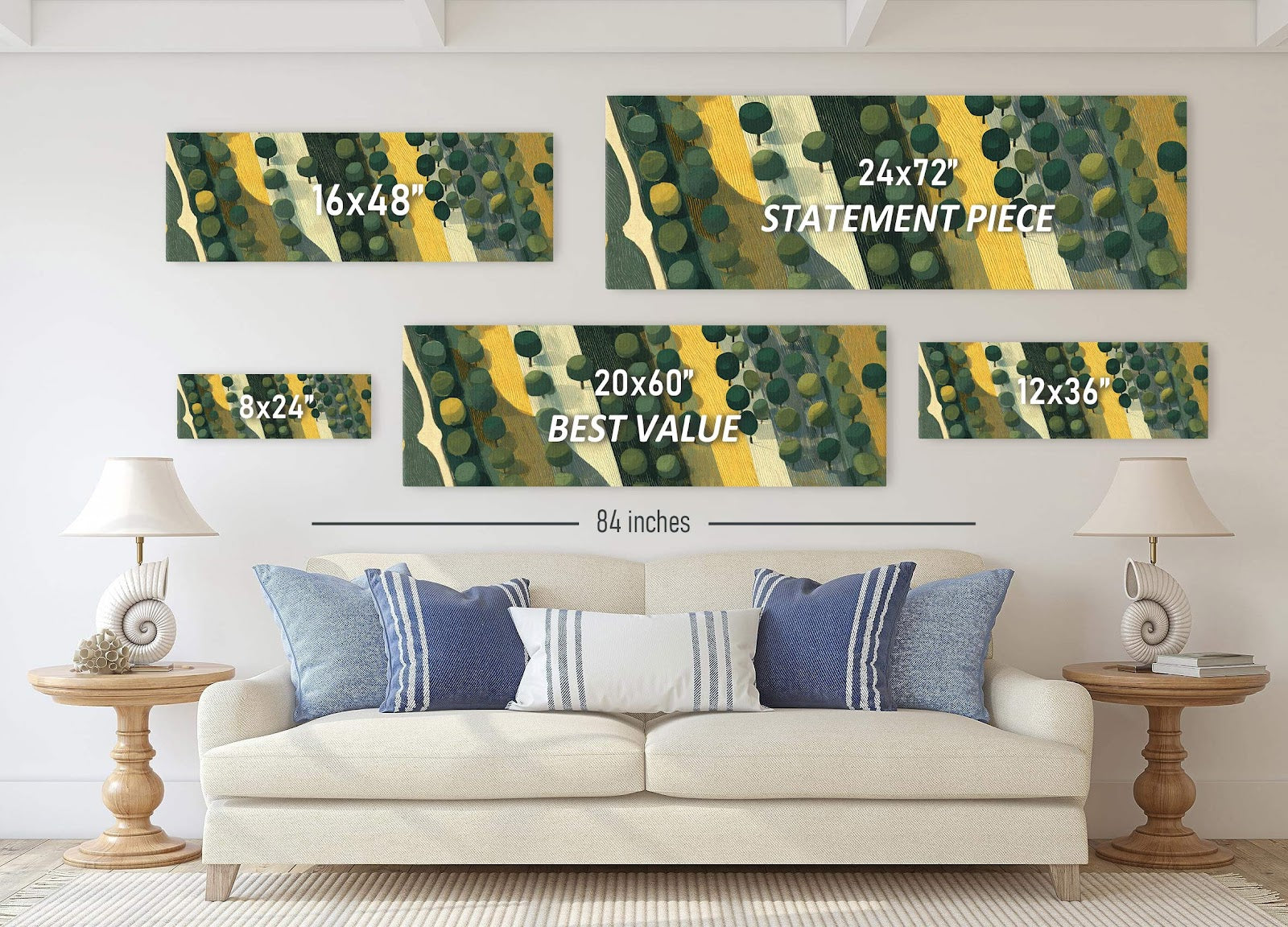 Canvas wall art in interior setting.
