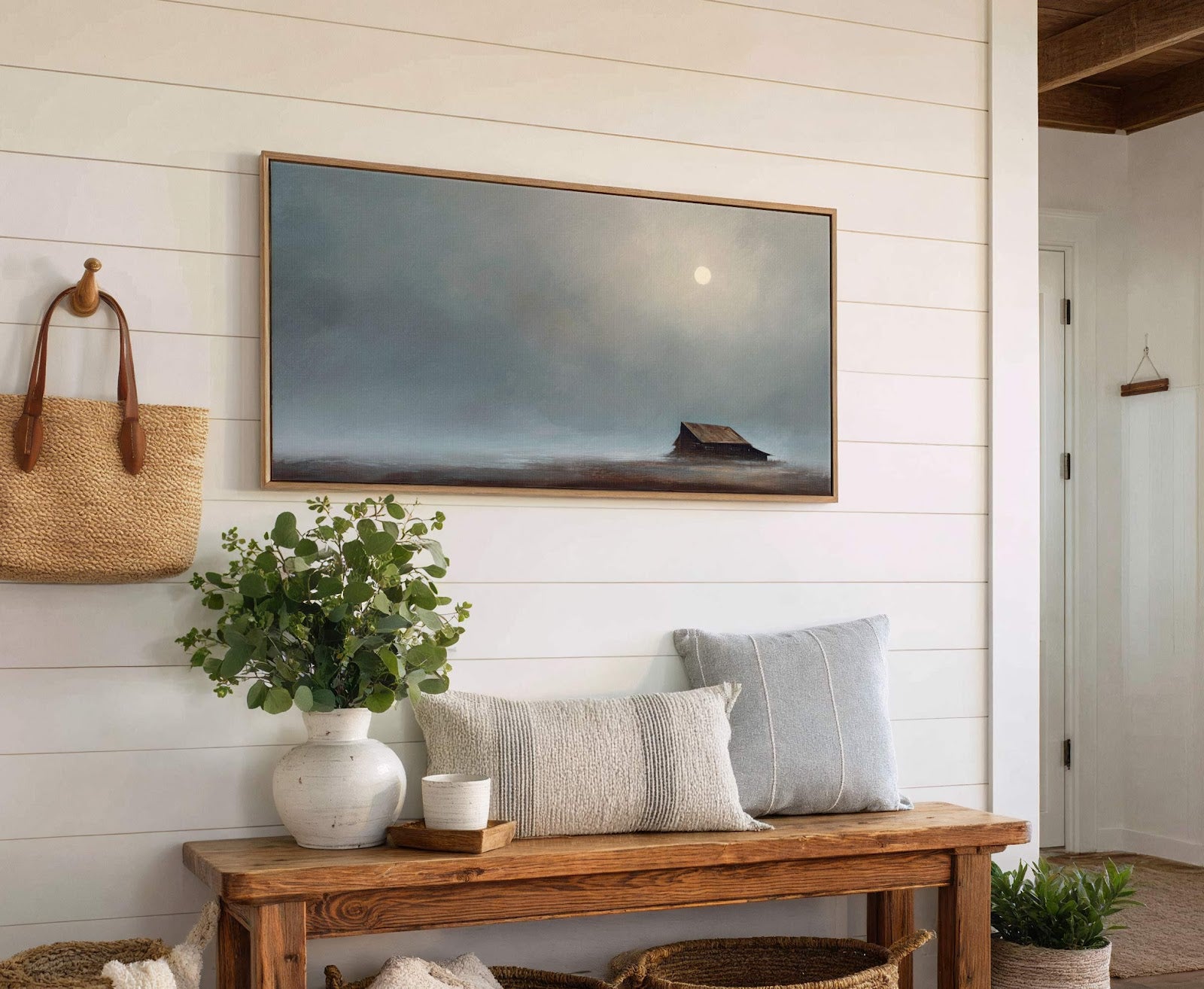Canvas wall art in interior setting.