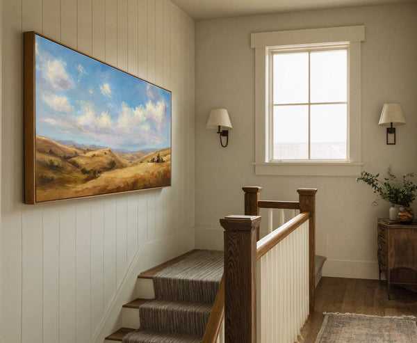 Canvas wall art in interior setting.