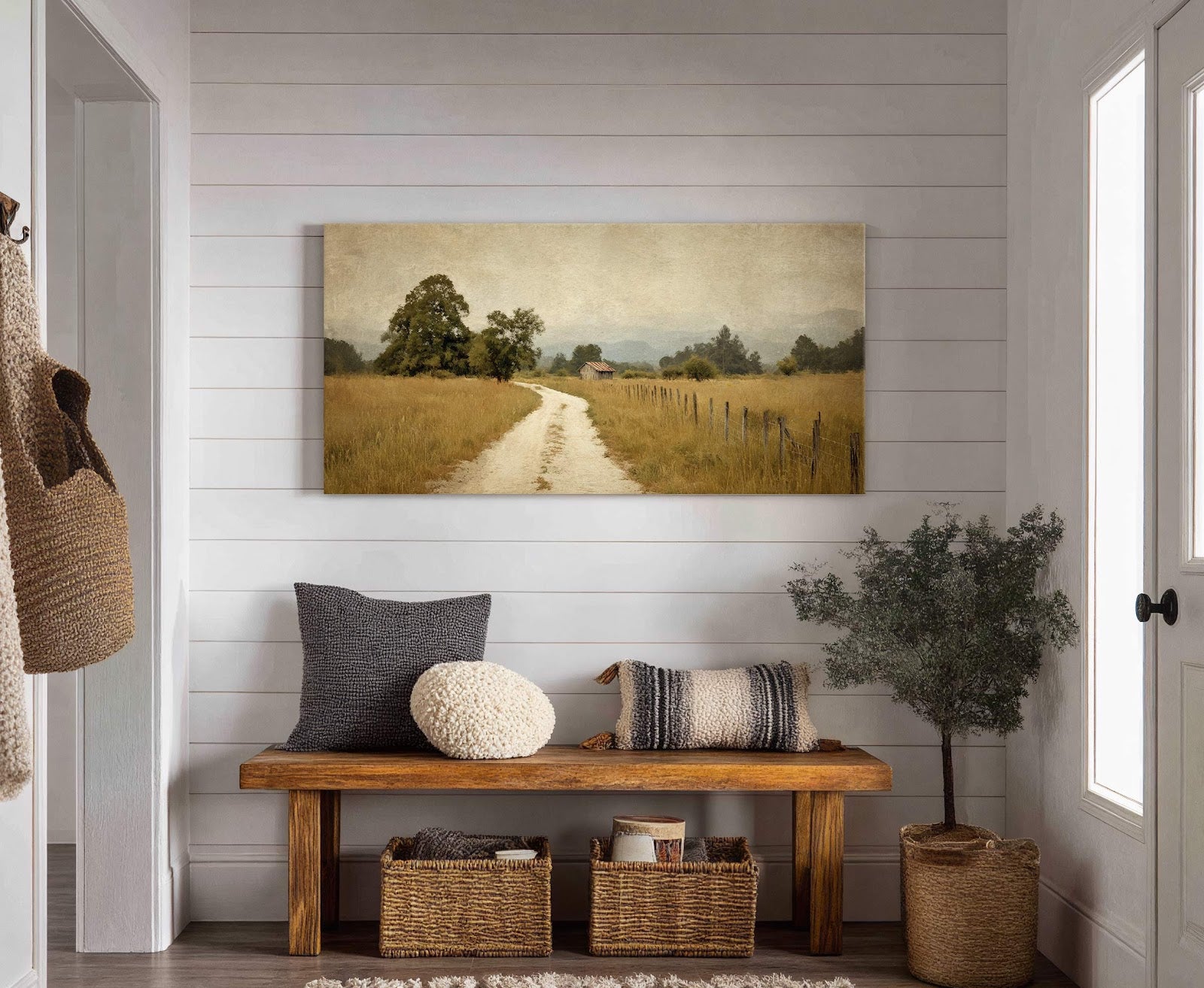 Canvas wall art in interior setting.