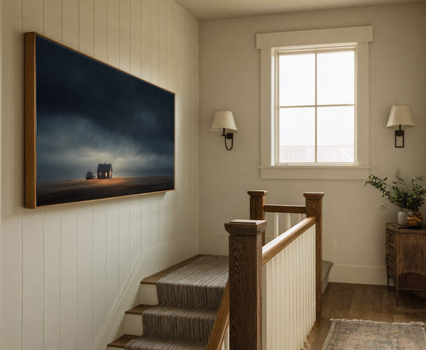 Canvas wall art in interior setting.