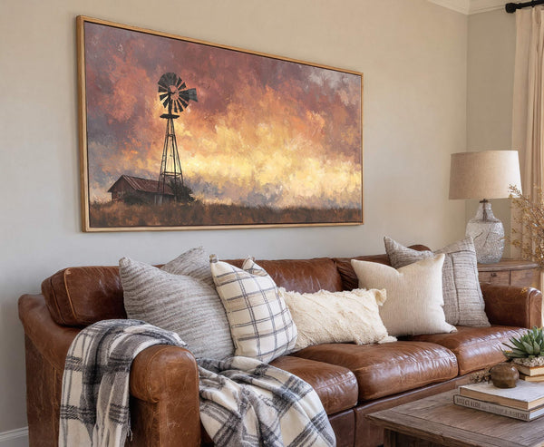 Canvas wall art in interior setting.