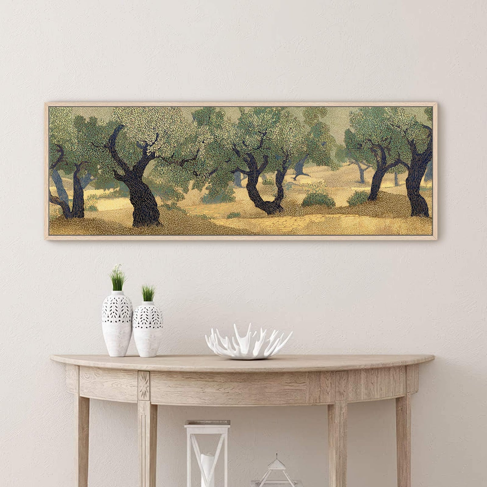 Canvas wall art in interior setting.