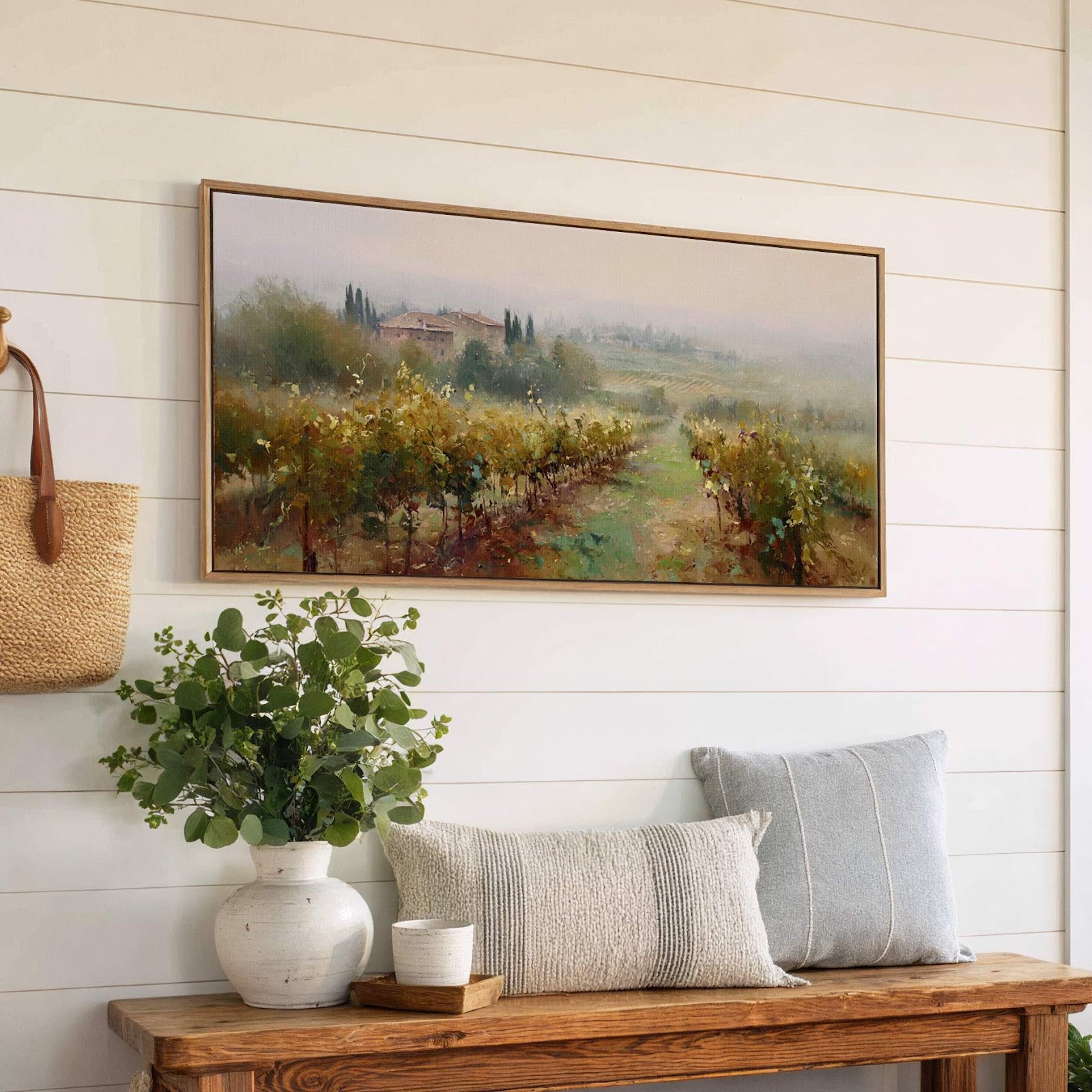 Canvas wall art in interior setting.