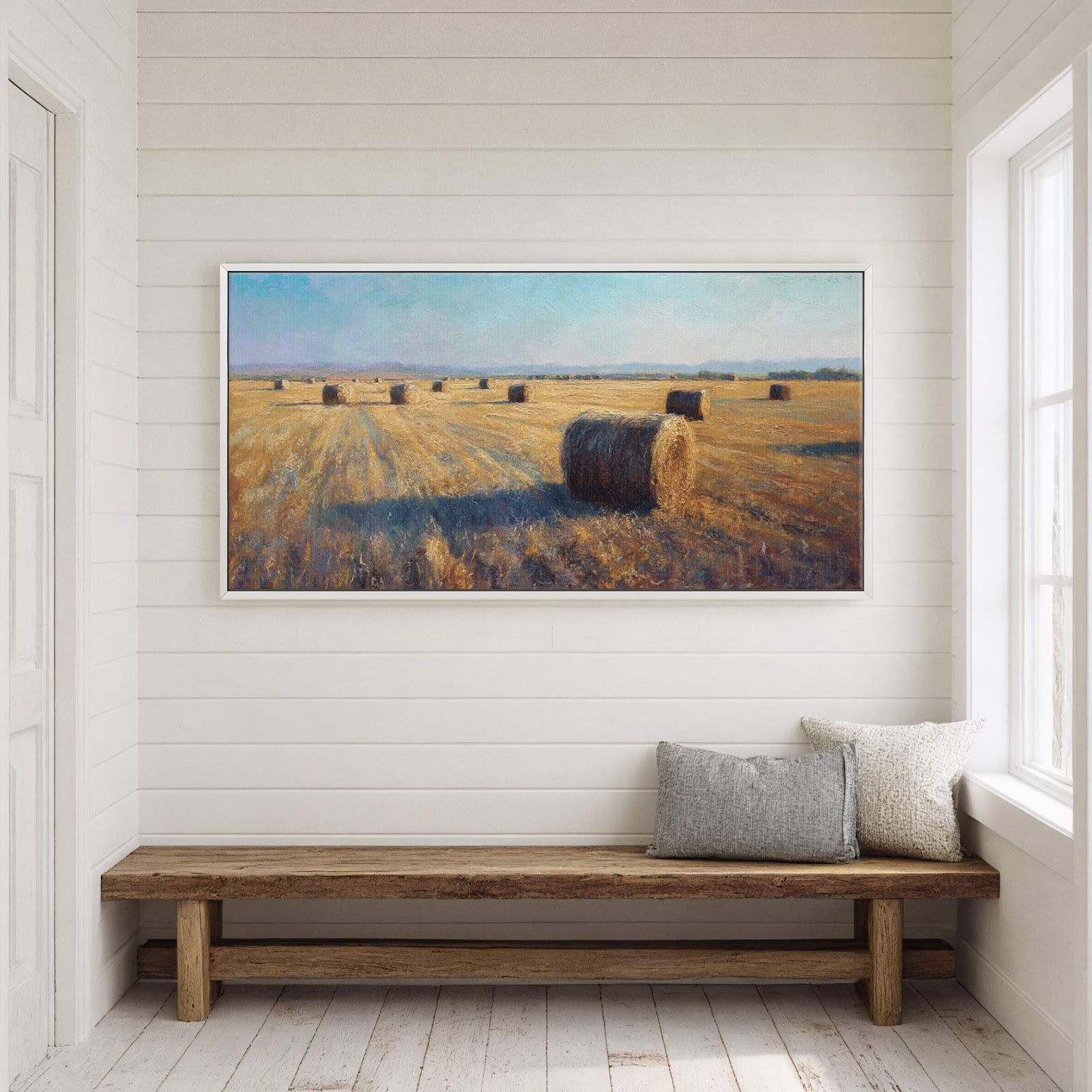 Canvas wall art in interior setting.