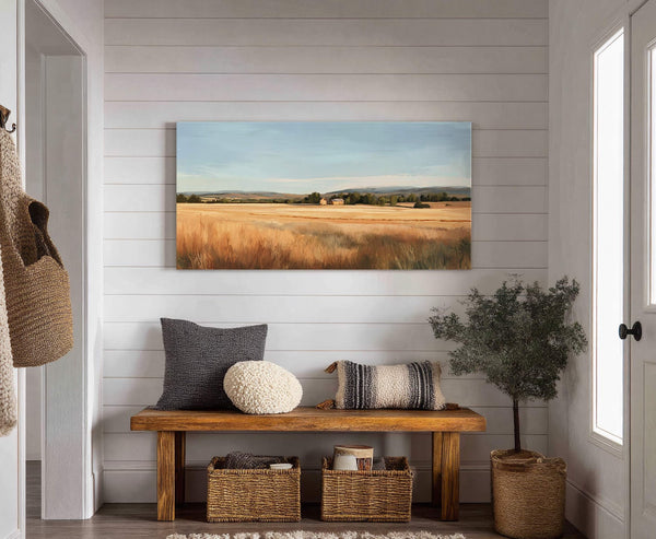 Canvas wall art in interior setting.