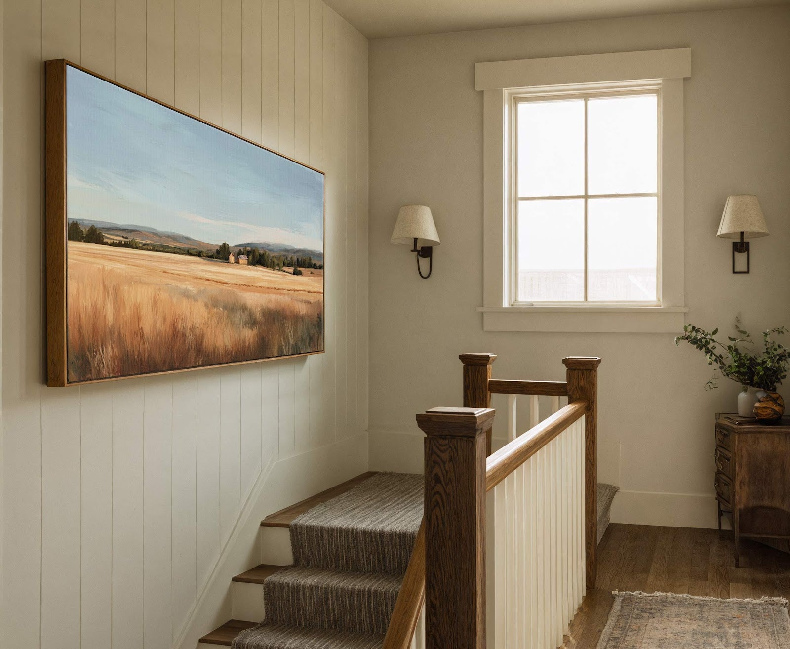 Canvas wall art in interior setting.