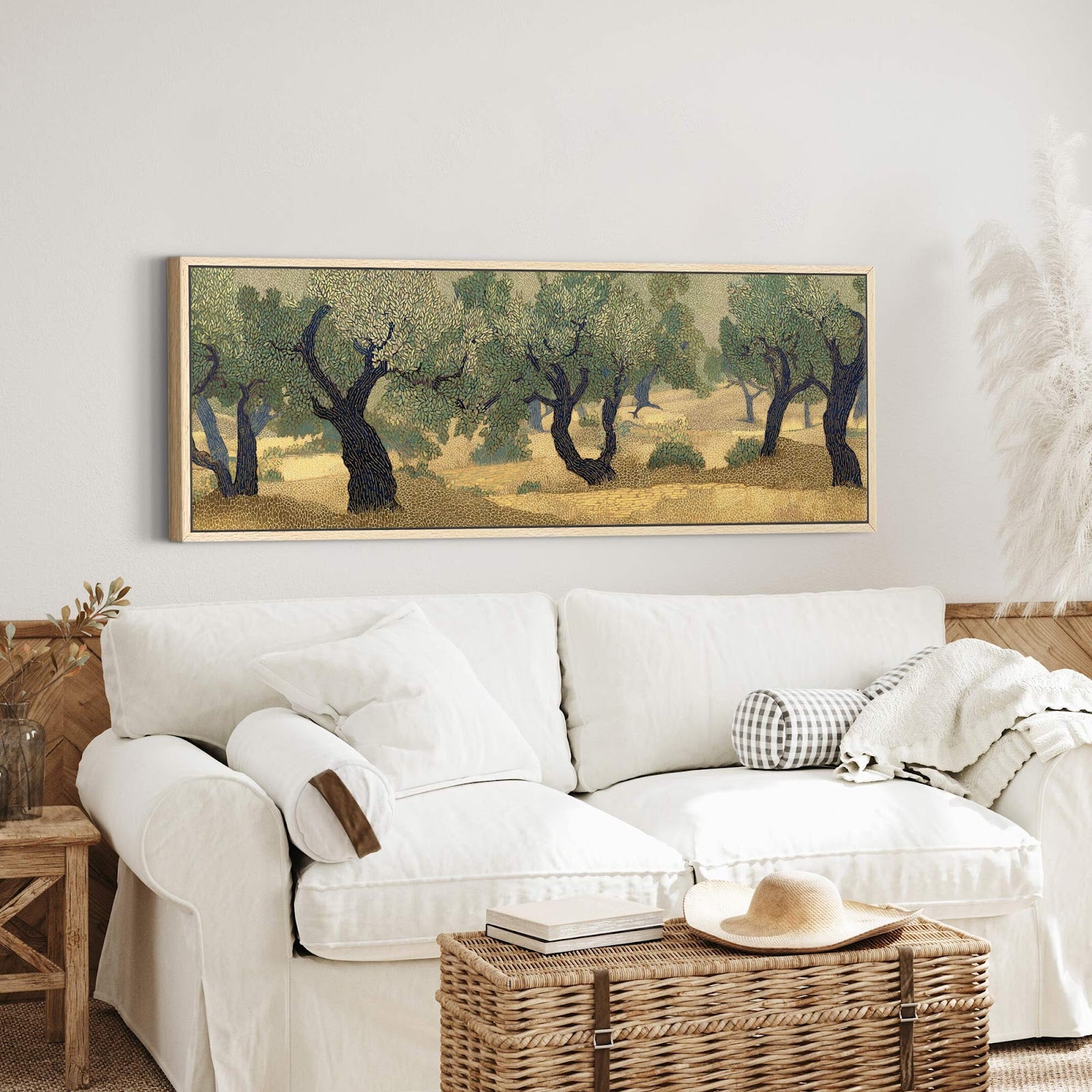 Canvas wall art in interior setting.