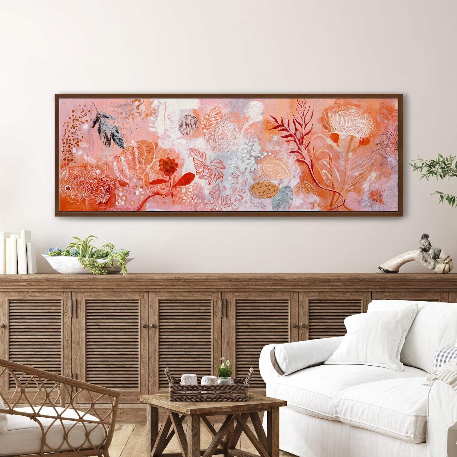 Canvas wall art in interior setting.
