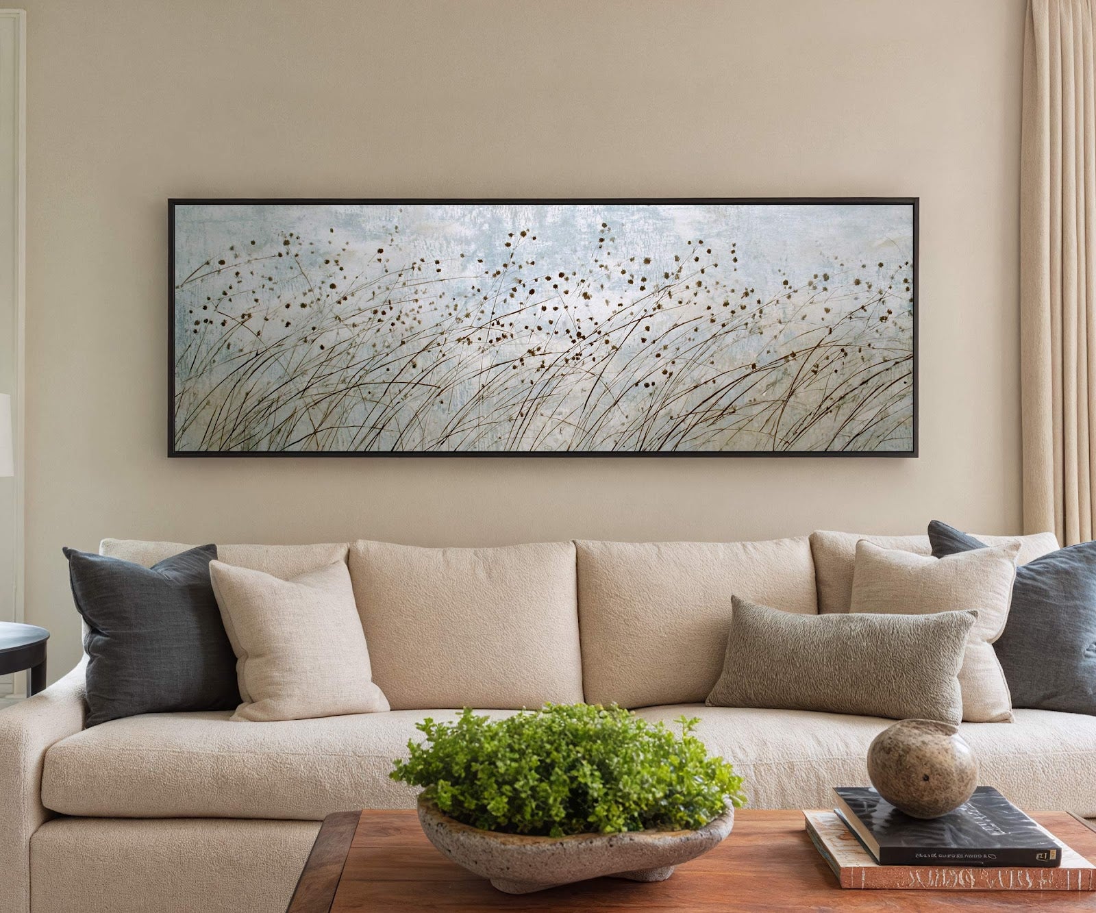 Canvas wall art in interior setting.