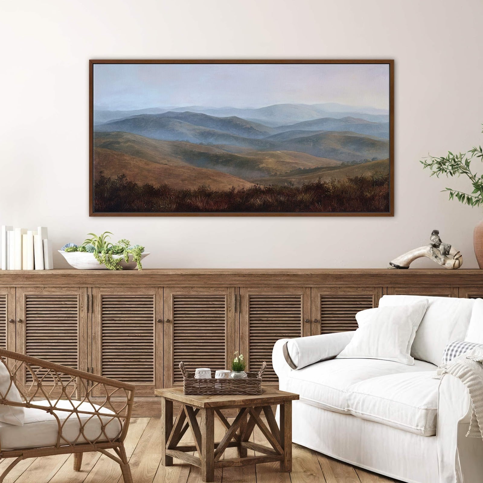 Canvas wall art in interior setting.