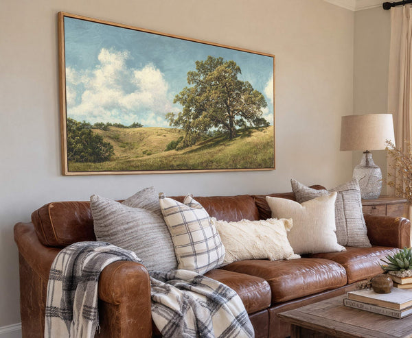 Canvas wall art in interior setting.