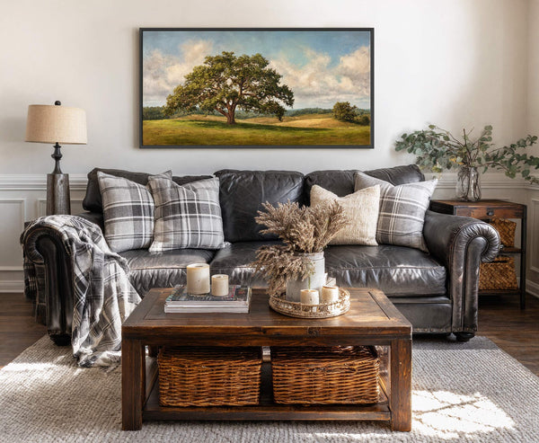 Canvas wall art in interior setting.