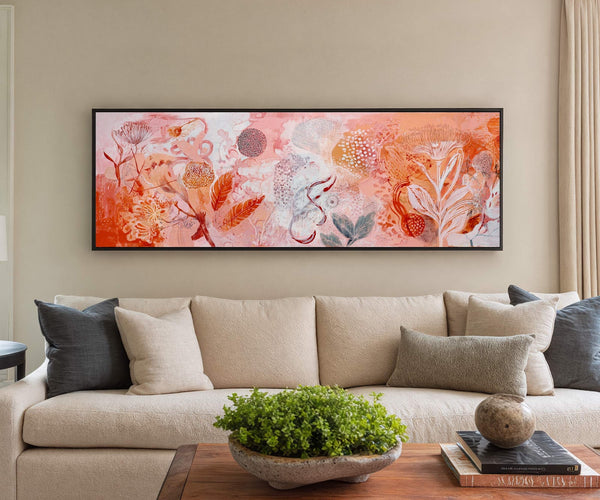 Canvas wall art in interior setting.
