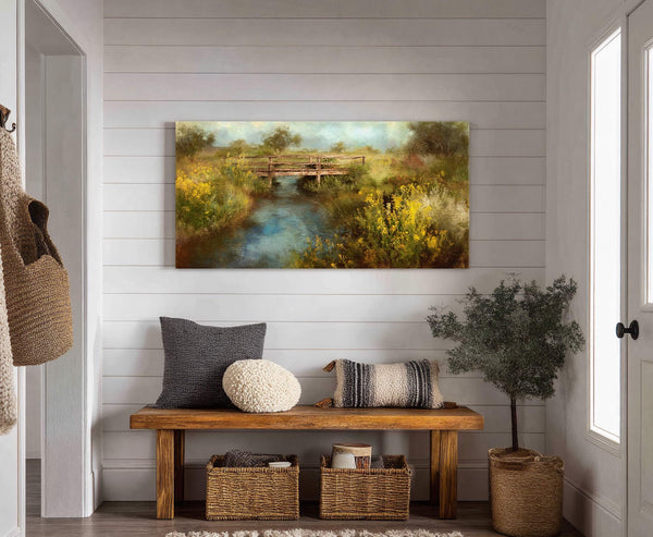Canvas wall art in interior setting.
