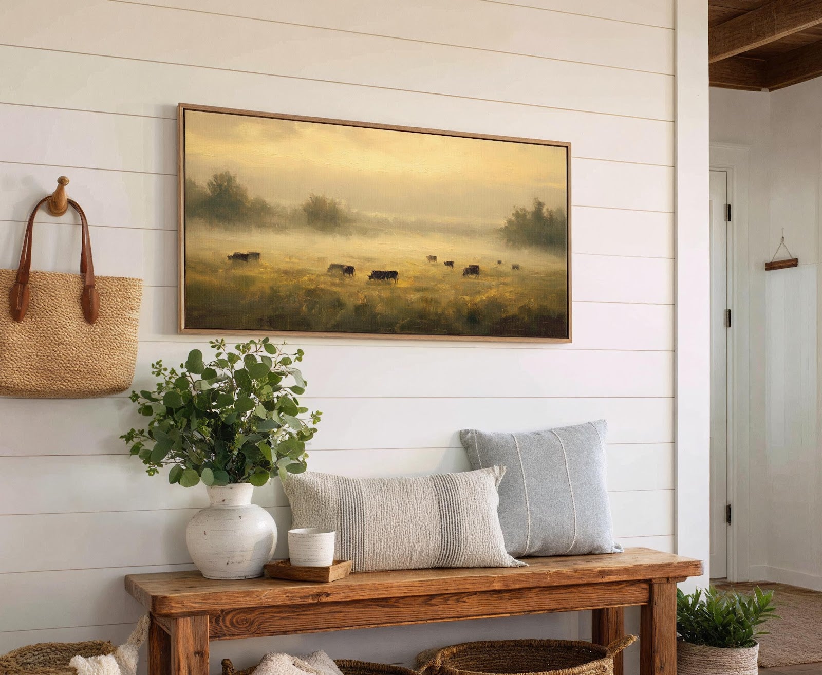 Canvas wall art in interior setting.