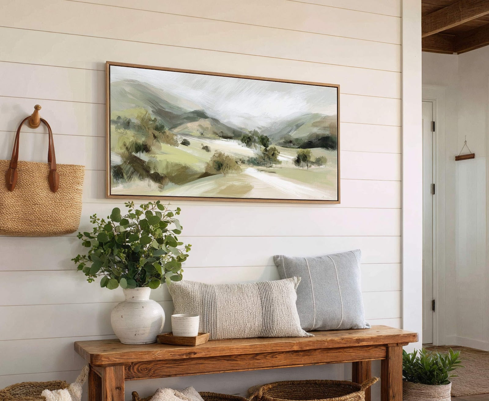 Canvas wall art in interior setting.