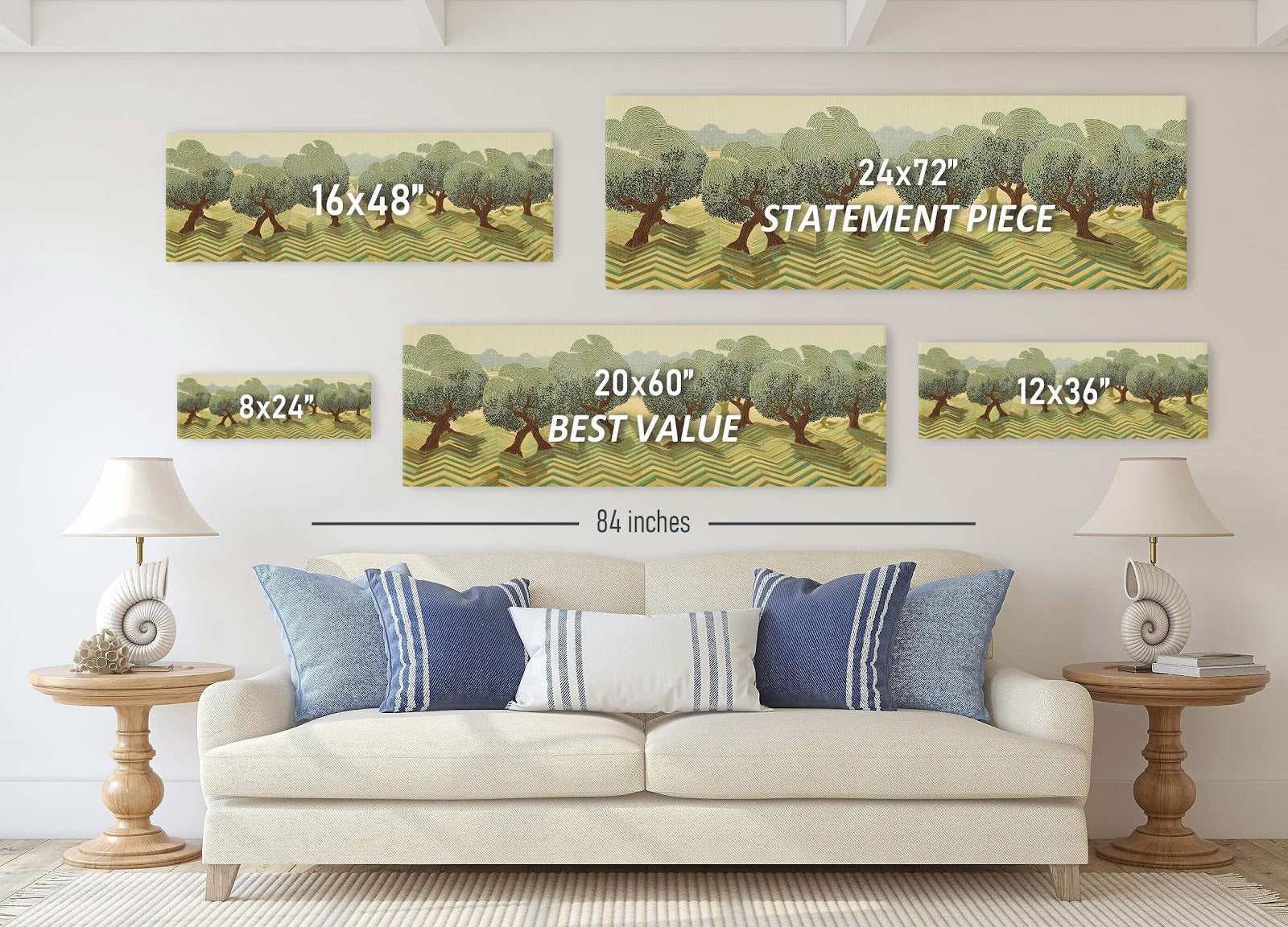 Canvas wall art in interior setting.