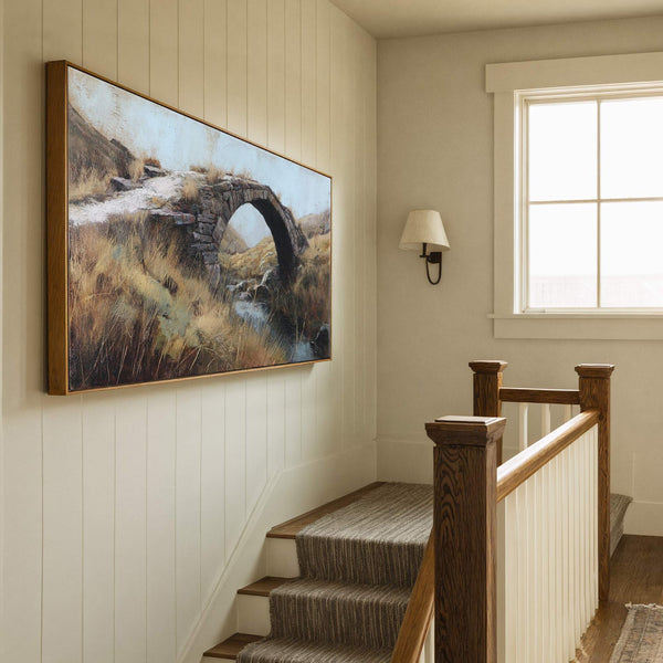 Canvas wall art in interior setting.