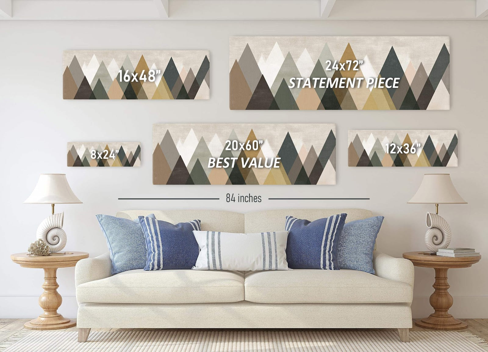 Canvas wall art in interior setting.