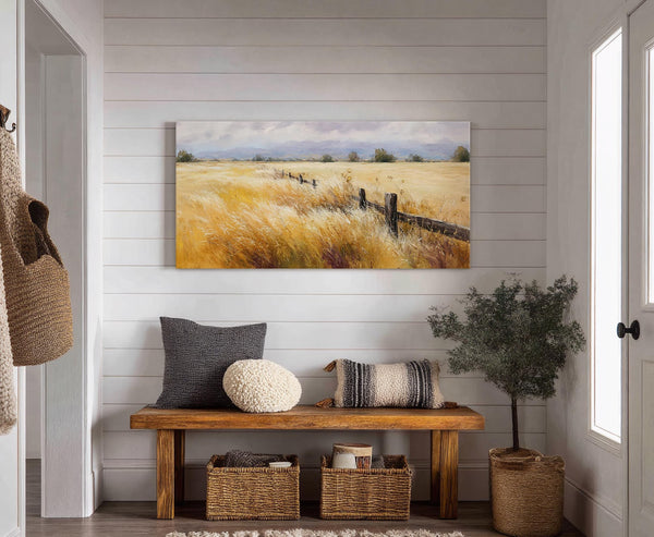 Canvas wall art in interior setting.