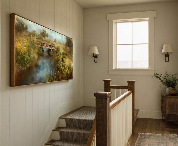 Canvas wall art in interior setting.