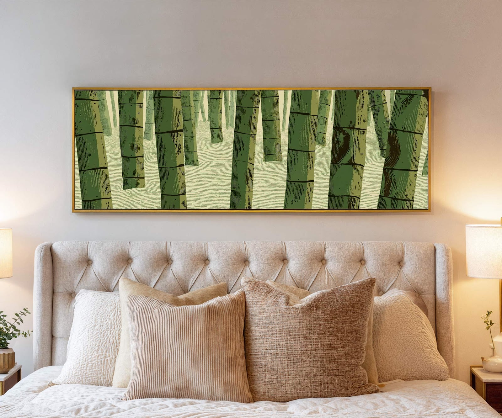Canvas wall art in interior setting.