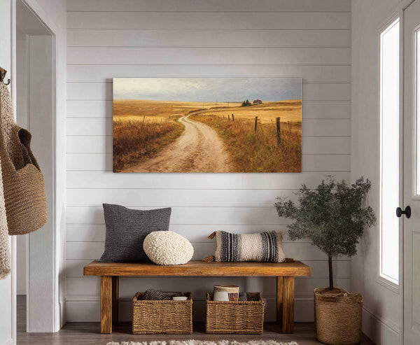 Canvas wall art in interior setting.