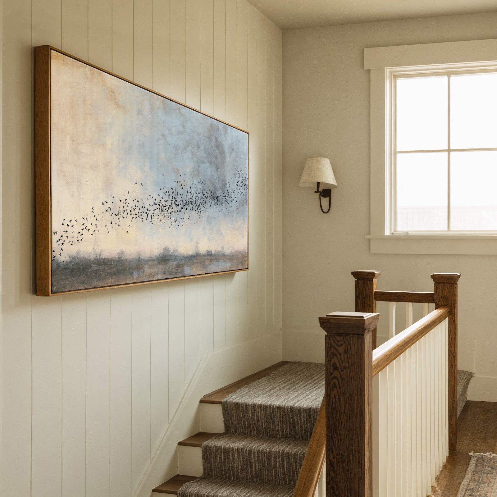 Canvas wall art in interior setting.