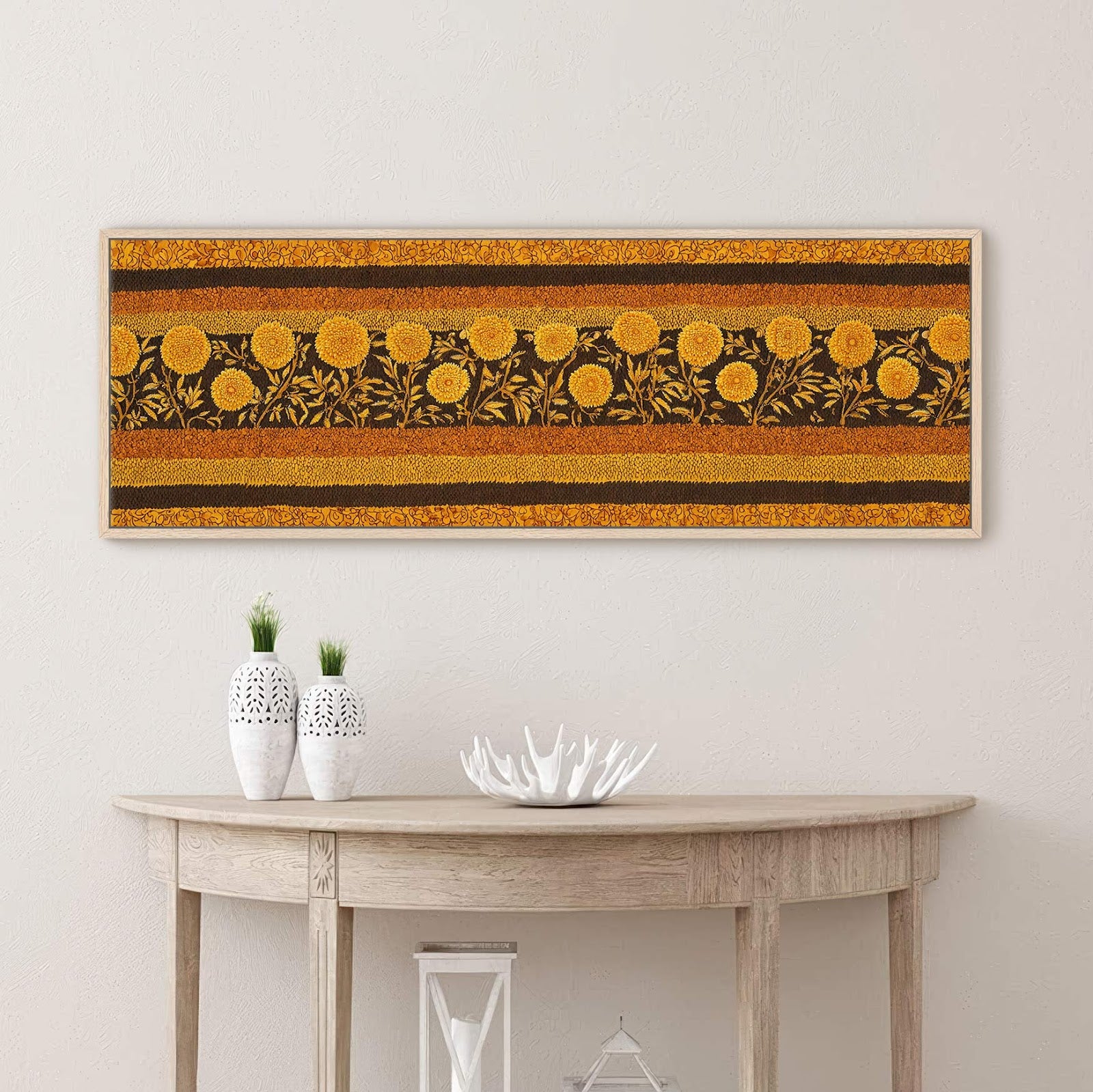 Canvas wall art in interior setting.