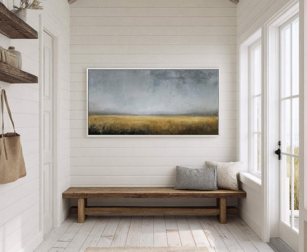 Canvas wall art in interior setting.