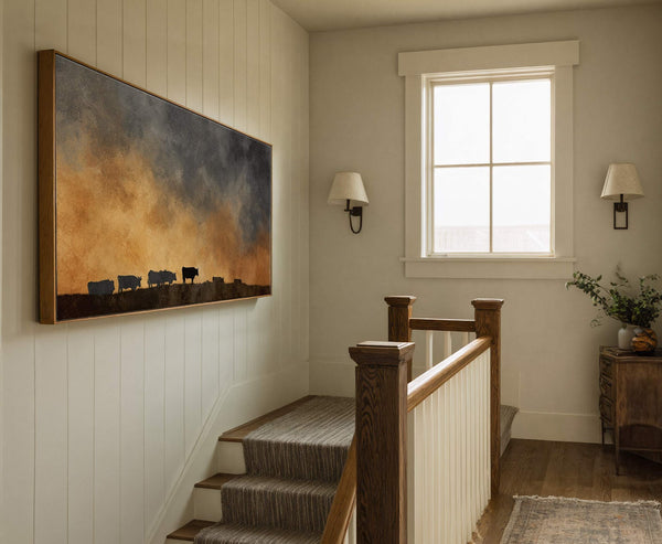 Canvas wall art in interior setting.