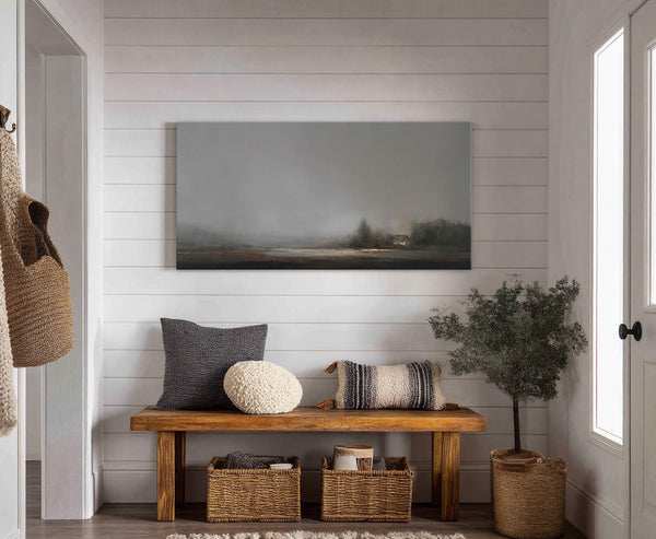 Canvas wall art in interior setting.