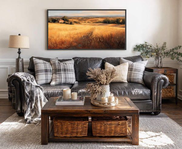 Canvas wall art in interior setting.
