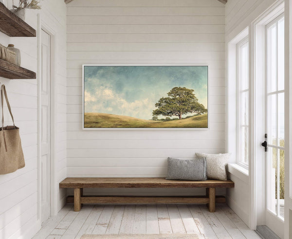 Canvas wall art in interior setting.