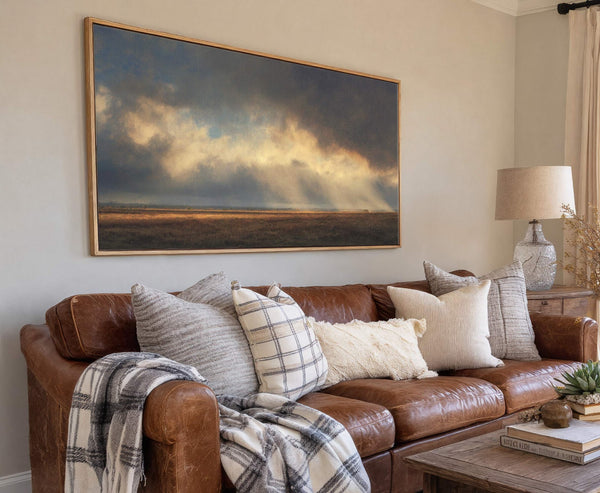 Canvas wall art in interior setting.