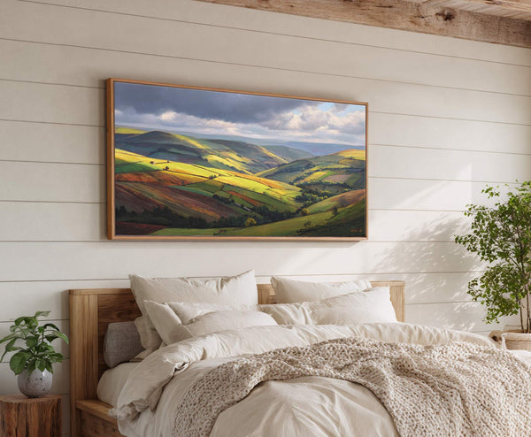Canvas wall art in interior setting.