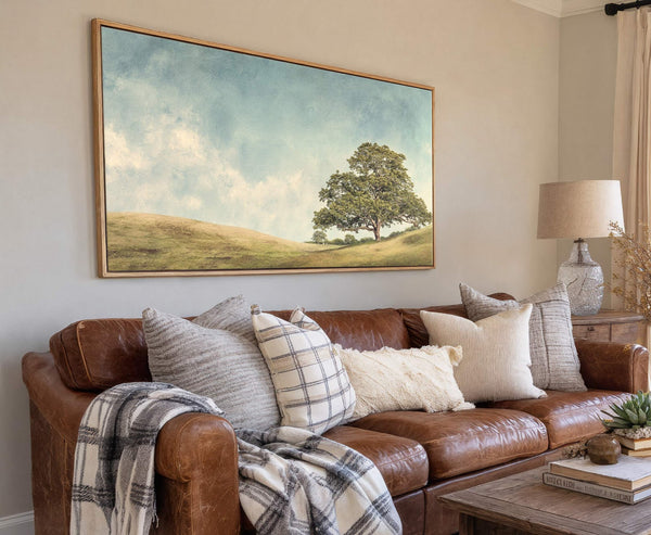 Canvas wall art in interior setting.