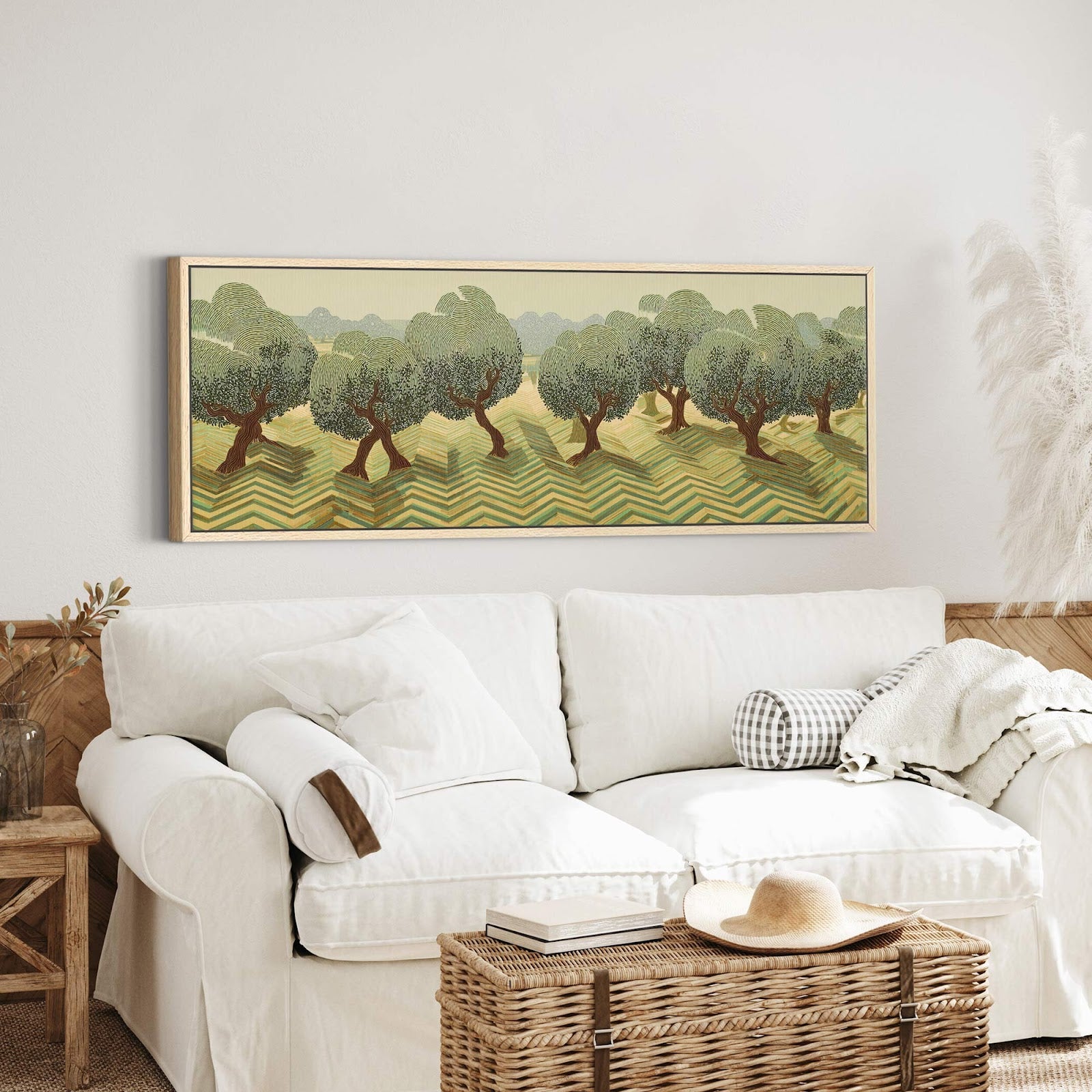 Canvas wall art in interior setting.