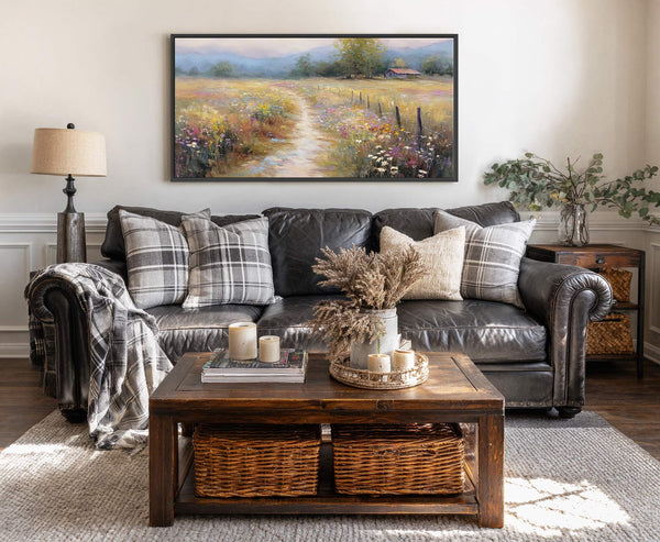 Canvas wall art in interior setting.