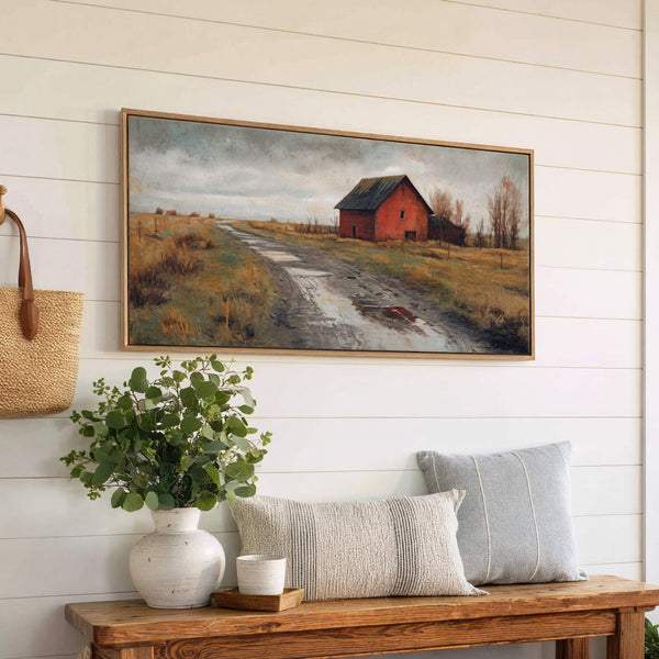 Canvas wall art in interior setting.