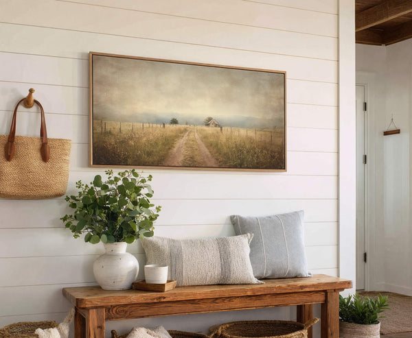 Canvas wall art in interior setting.