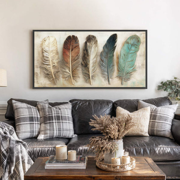 Canvas wall art in interior setting.
