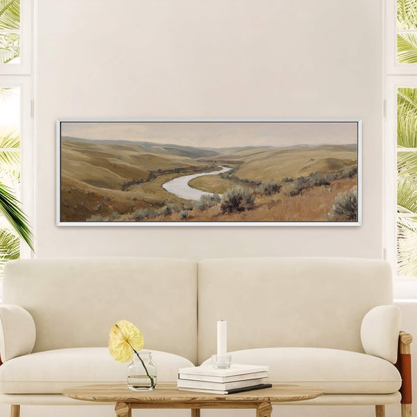 Canvas wall art in interior setting.