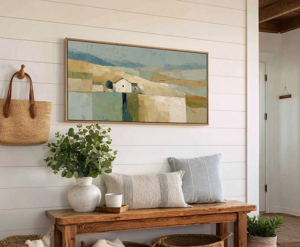 Canvas wall art in interior setting.